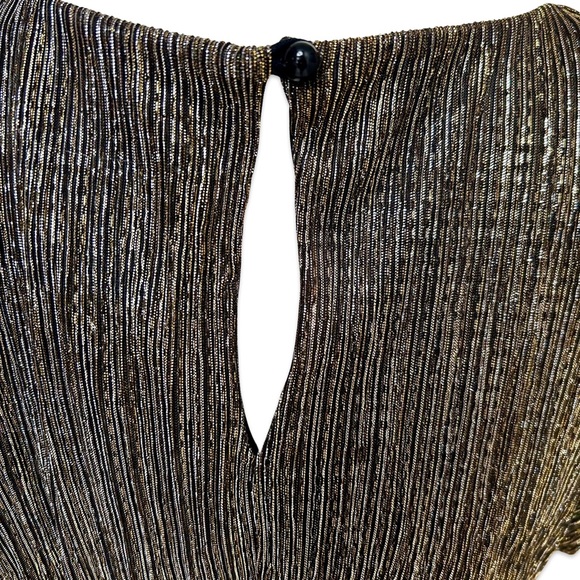 Women's TRADITION Vintage Gold, Silver, and Black Slit Sleeve Blouse Size Small - Picture 10 of 15